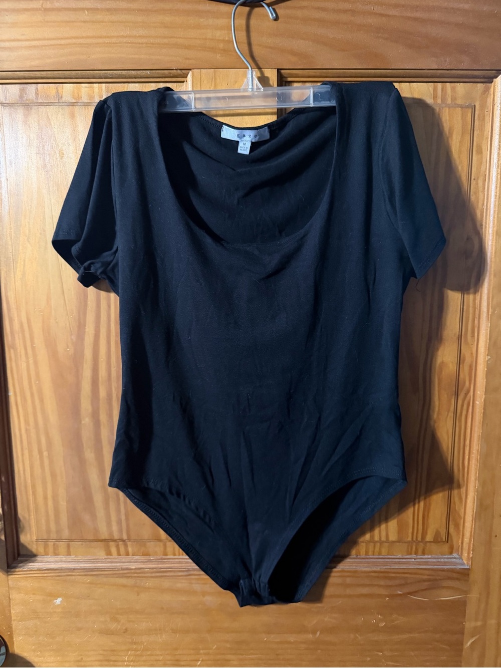 gaze Black Short-Sleeve Scoop Neck Bodysuit